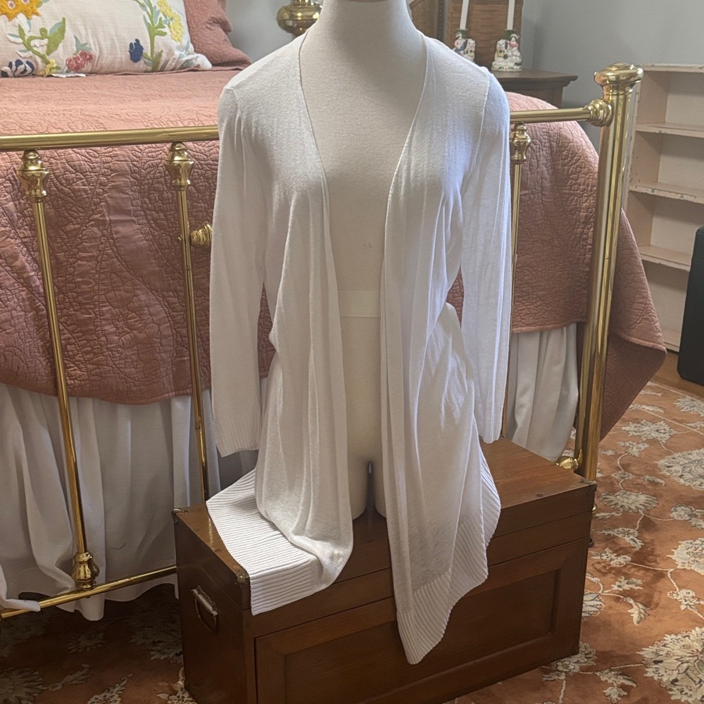 Max Studio white Linen Blend Cardigan